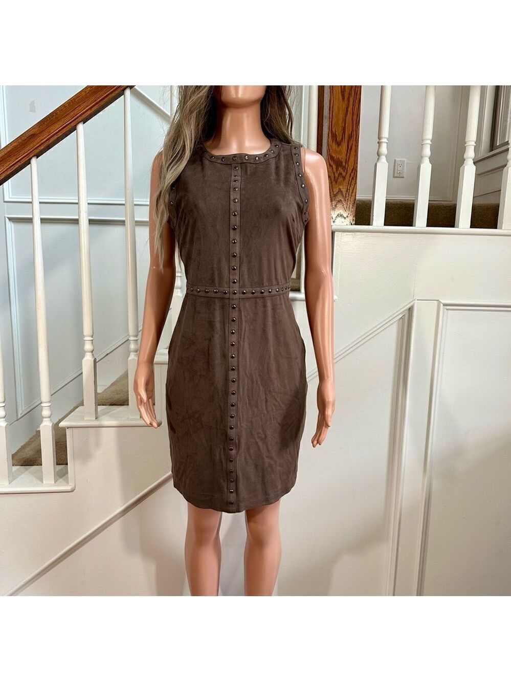 NWT brown super soft faux suede studded dress
